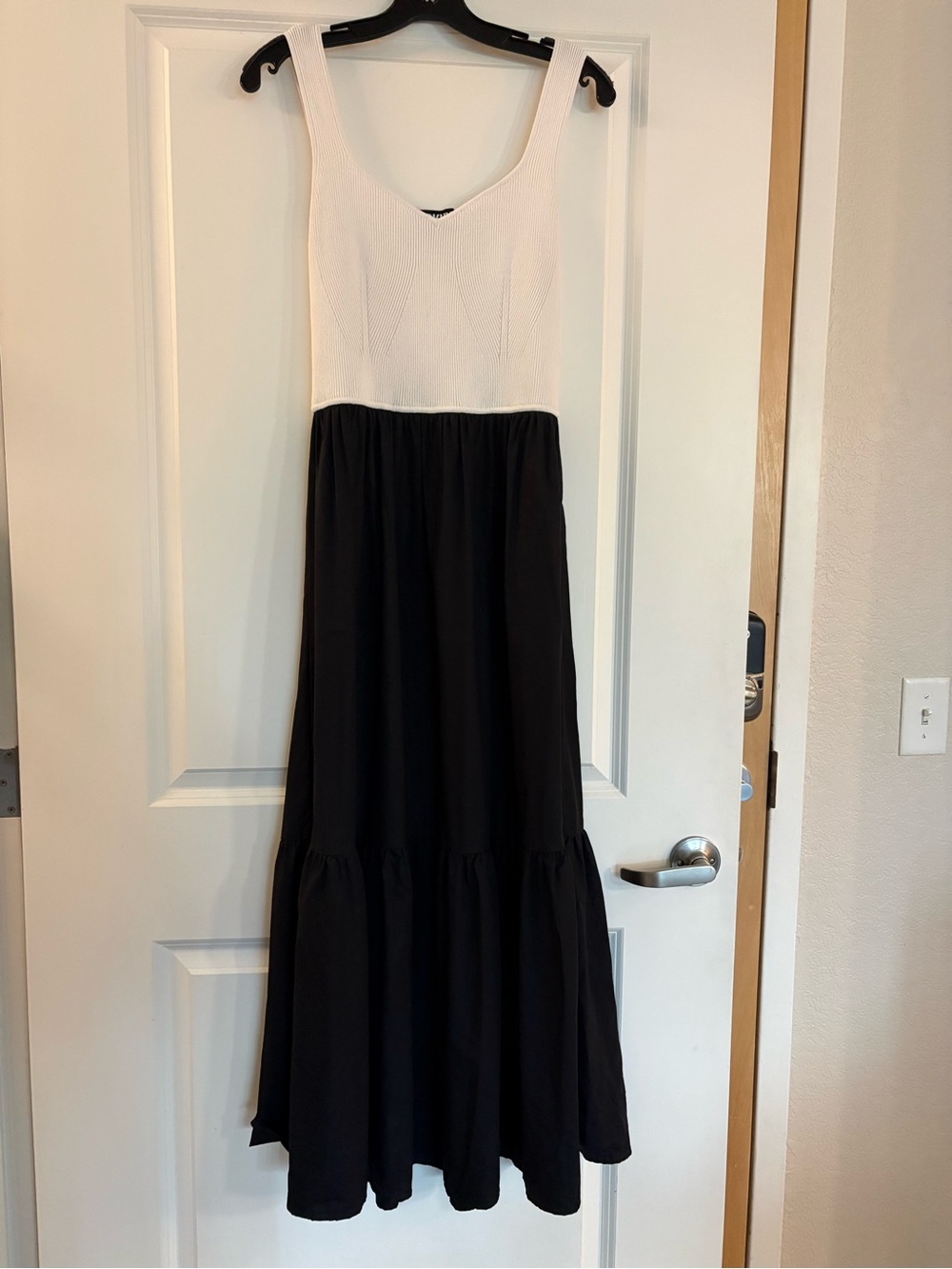 DKNYC White Bodice Black Maxi Dress